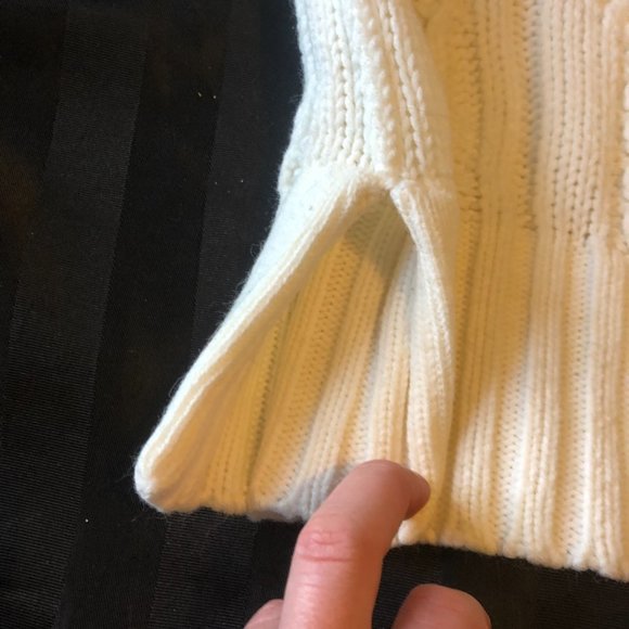 Vintage Chunky Knit, Gorgeous Warm Mock Neck Cream Sweater- Temporarily Altered - Picture 11 of 12